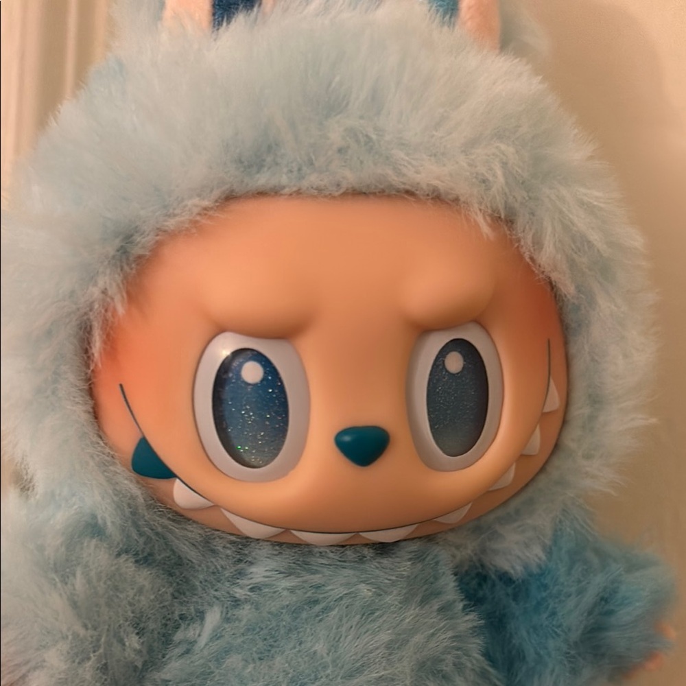 Authentic Blue Labubu Furry Monster Plush New